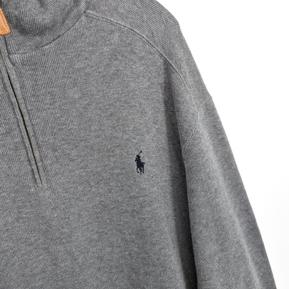 Polo Ralph Lauren Quarter Zip Pullover Sweater XL Grey Long Sleeve Mock Neck 90s - Picture 5 of 11